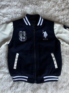 Polo Ralph Lauren Fleece Varsity Baseball Jacket Long Sleeve Sweatshirt Boys 5/6